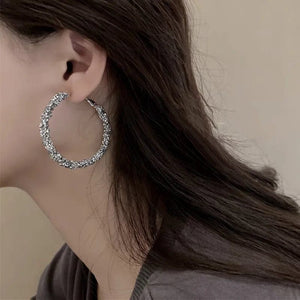 Planet Gates New Fashion Simple Trend Round Black Rhinestone Hoop Earrings Geometric Earrings Women Elegant Exquisite Jewelry Gifts Wholesale