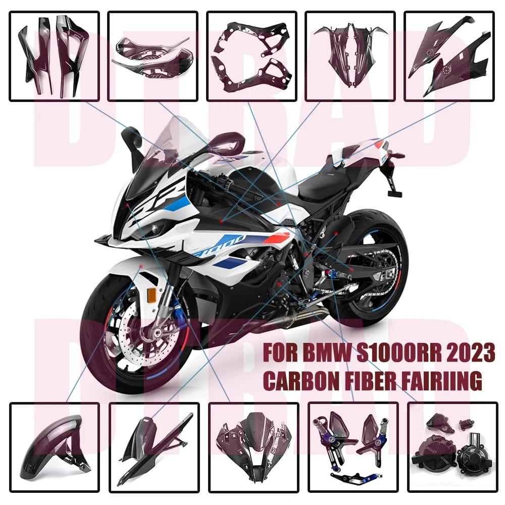 Planet Gates NEW For BMW S1000RR 2023 3K Carbon Fiber Body Frame Cover Side Panels Full Fairing Kit Motorcycle Modified Parts Gloss S1000 RR