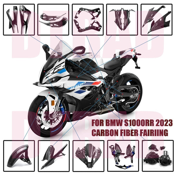 Planet Gates NEW For BMW S1000RR 2023 3K Carbon Fiber Body Frame Cover Side Panels Full Fairing Kit Motorcycle Modified Parts Gloss S1000 RR