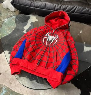 Planet Gates New Gothic Dark Spider Print Hooded Cardigan Women's Zip Loose Jacket Tops Woman