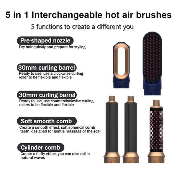Planet Gates New Hair Dryer Multi Hair Styler 5 In1 Curling Iron Hair Straightener With Hair Brush Hairdryer For Hair Dryer Hair Multi Styler
