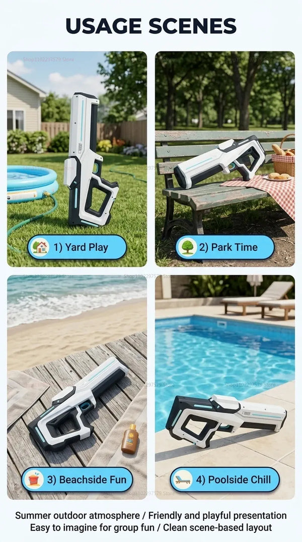 Planet Gates NEW High Pressure Electric Water Gun Toys Summer Outdoor Beach Pool Garden Fight Games Kids Automatic Bursts Water Gun Gifts