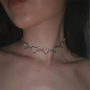 Planet Gates New Hollow Korean Sweet Love Heart Choker Necklace Statement Girlfriend Gift Cute Bicolor Necklace Jewelry Collier Femme 2023