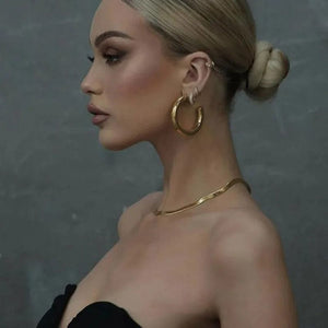 Planet Gates New Hollow Thick Loop Large Circle Hoop Earrings Women Classic Gold Color Round Ring Piercing Earring Fashion Jewelry
