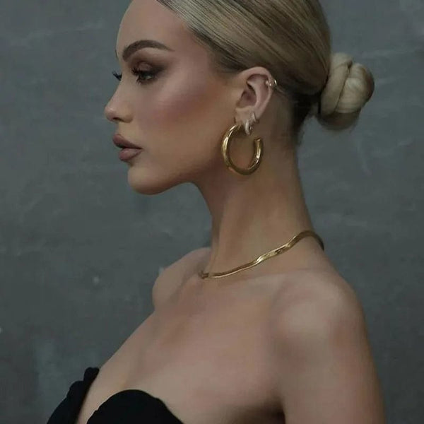 Planet Gates New Hollow Thick Loop Large Circle Hoop Earrings Women Classic Gold Color Round Ring Piercing Earring Fashion Jewelry
