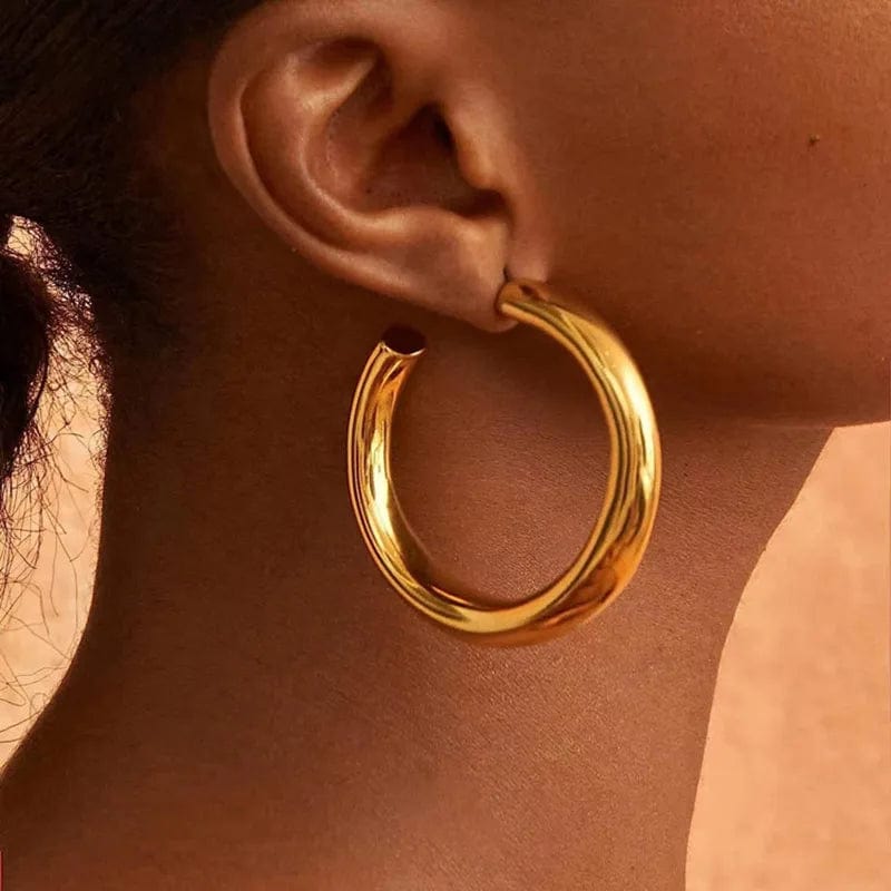 Planet Gates New Hollow Thick Loop Large Circle Hoop Earrings Women Classic Gold Color Round Ring Piercing Earring Fashion Jewelry