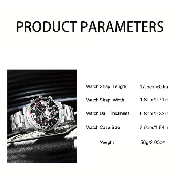 Planet Gates New Hot Watches Fashion Men Stainless Steel Watch Luxury Calendar Quartz Wristwatch Business Watches Man Clock Relogio Masculino