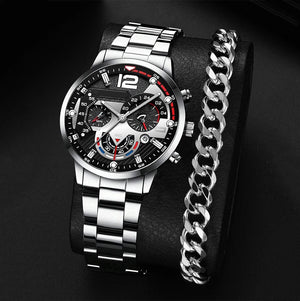 Planet Gates New Hot Watches Fashion Men Stainless Steel Watch Luxury Calendar Quartz Wristwatch Business Watches Man Clock Relogio Masculino