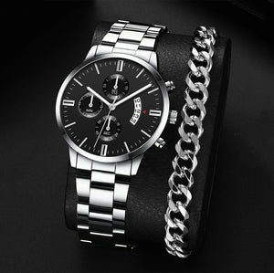 Planet Gates New Hot Watches Fashion Men Stainless Steel Watch Luxury Calendar Quartz Wristwatch Business Watches Man Clock Relogio Masculino