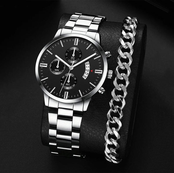 Planet Gates New Hot Watches Fashion Men Stainless Steel Watch Luxury Calendar Quartz Wristwatch Business Watches Man Clock Relogio Masculino