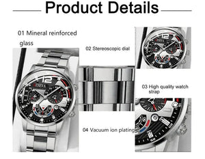 Planet Gates New Hot Watches Fashion Men Stainless Steel Watch Luxury Calendar Quartz Wristwatch Business Watches Man Clock Relogio Masculino