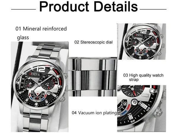 Planet Gates New Hot Watches Fashion Men Stainless Steel Watch Luxury Calendar Quartz Wristwatch Business Watches Man Clock Relogio Masculino