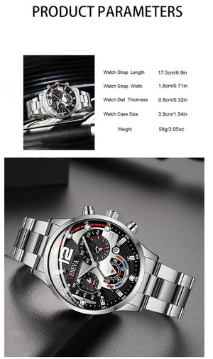 Planet Gates New Hot Watches Fashion Men Stainless Steel Watch Luxury Calendar Quartz Wristwatch Business Watches Man Clock Relogio Masculino