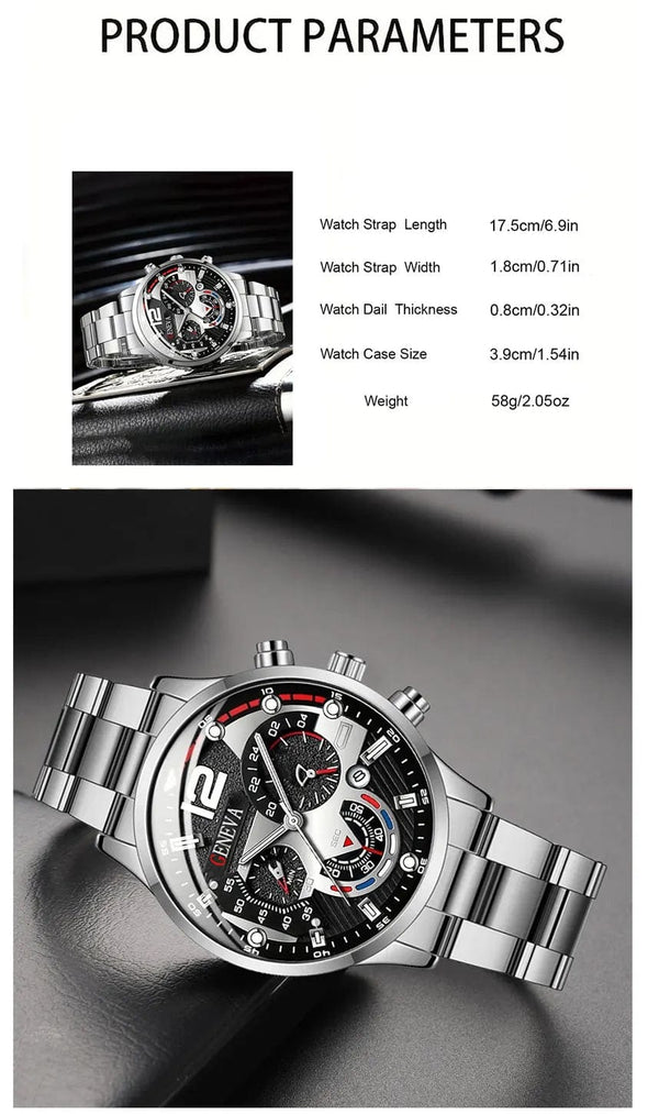 Planet Gates New Hot Watches Fashion Men Stainless Steel Watch Luxury Calendar Quartz Wristwatch Business Watches Man Clock Relogio Masculino