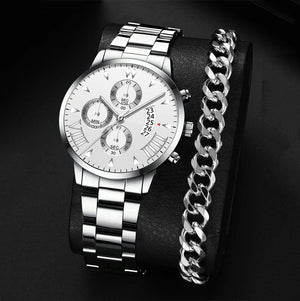 Planet Gates New Hot Watches Fashion Men Stainless Steel Watch Luxury Calendar Quartz Wristwatch Business Watches Man Clock Relogio Masculino