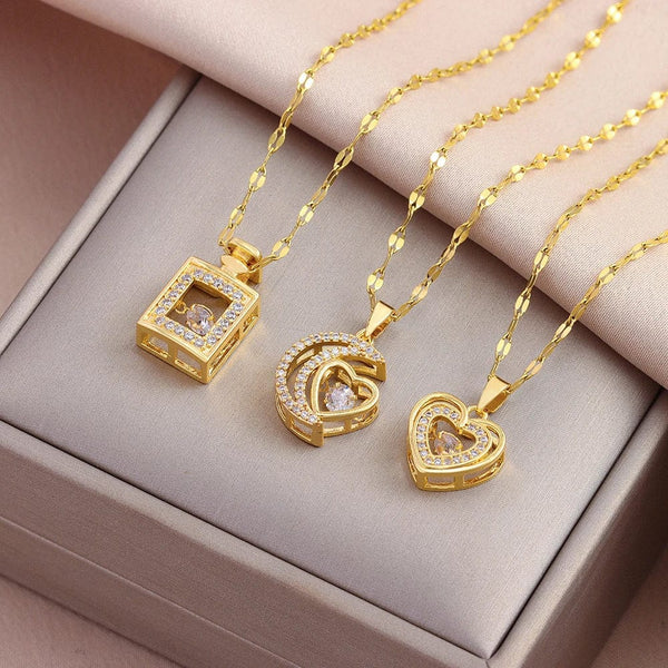 Planet Gates New In Sweet Sexy Beating Heart Series Pendant Necklaces For Women Luxury Fashion Female Stainless Steel Clavicle Chain Jewelry