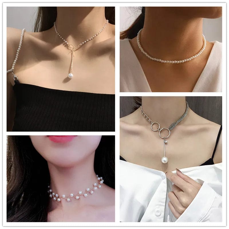 Planet Gates New Korean Pearl Necklaces for Women Gold Color Link Chain Choker Fashion Neck Accessories Elegant Collar bijoux femme