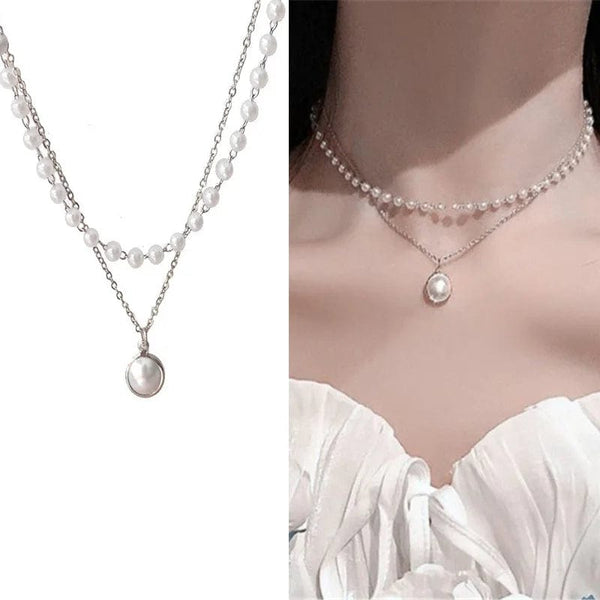 Planet Gates New Korean Pearl Necklaces for Women Gold Color Link Chain Choker Fashion Neck Accessories Elegant Collar bijoux femme