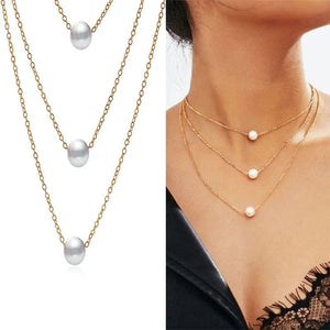 Planet Gates New Korean Pearl Necklaces for Women Gold Color Link Chain Choker Fashion Neck Accessories Elegant Collar bijoux femme