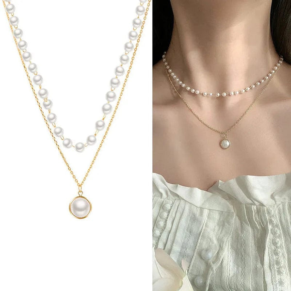 Planet Gates New Korean Pearl Necklaces for Women Gold Color Link Chain Choker Fashion Neck Accessories Elegant Collar bijoux femme