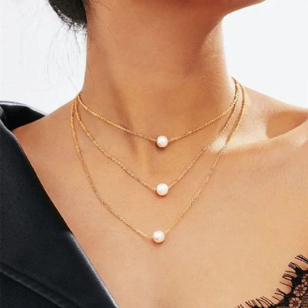 Planet Gates New Korean Pearl Necklaces for Women Gold Color Link Chain Choker Fashion Neck Accessories Elegant Collar bijoux femme