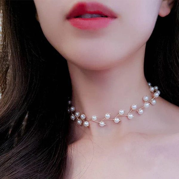 Planet Gates New Korean Pearl Necklaces for Women Gold Color Link Chain Choker Fashion Neck Accessories Elegant Collar bijoux femme