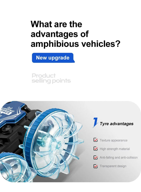 Planet Gates New LED Amphibious RC car Dual remote control waterproof stunt car double side flip drift drive 360 ° rotation rc cars Kids toy