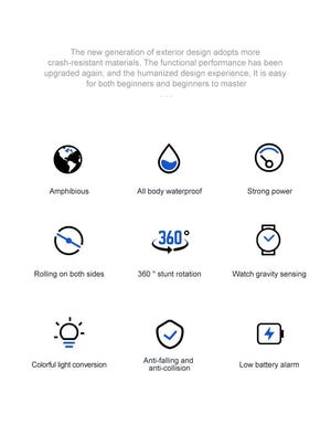 Planet Gates New LED Amphibious RC car Dual remote control waterproof stunt car double side flip drift drive 360 ° rotation rc cars Kids toy