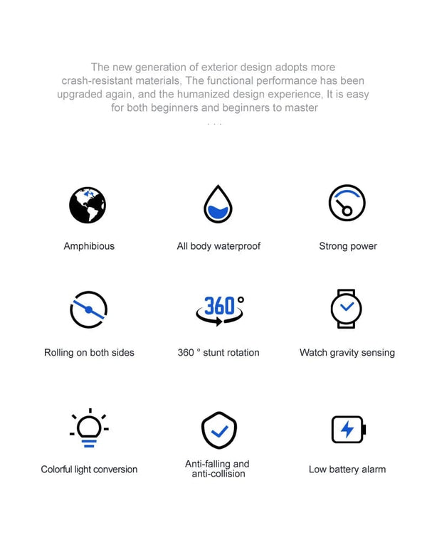 Planet Gates New LED Amphibious RC car Dual remote control waterproof stunt car double side flip drift drive 360 ° rotation rc cars Kids toy