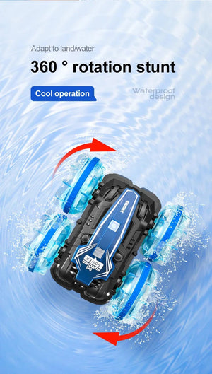 Planet Gates New LED Amphibious RC car Dual remote control waterproof stunt car double side flip drift drive 360 ° rotation rc cars Kids toy