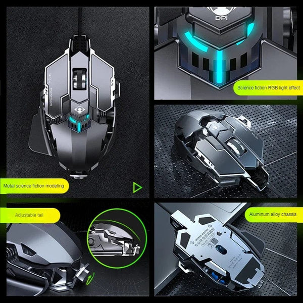 Planet Gates New Mechanical Wired Gaming Mouse 9 Key Macro Definition 12800 DPI Color Backlit Game Player Computer Peripheral for Windows PC