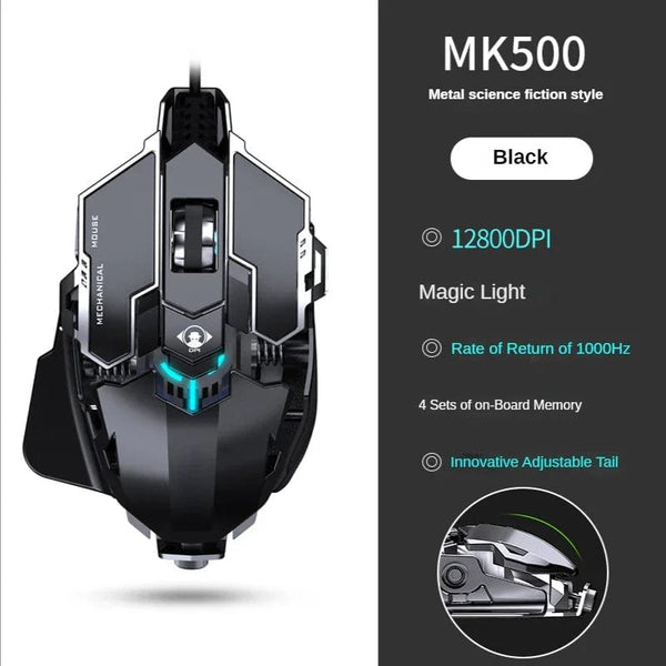 Planet Gates New Mechanical Wired Gaming Mouse 9 Key Macro Definition 12800 DPI Color Backlit Game Player Computer Peripheral for Windows PC