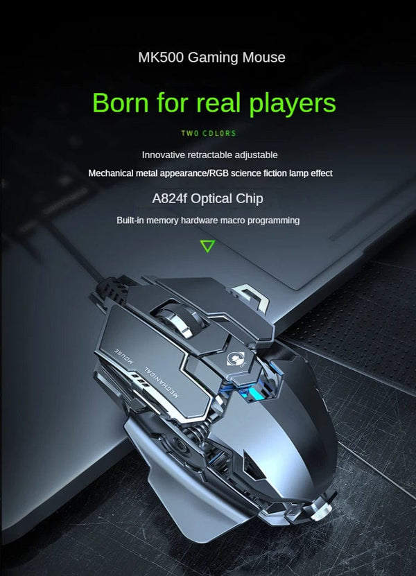 Planet Gates New Mechanical Wired Gaming Mouse 9 Key Macro Definition 12800 DPI Color Backlit Game Player Computer Peripheral for Windows PC