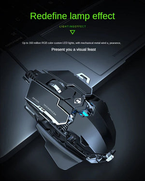 Planet Gates New Mechanical Wired Gaming Mouse 9 Key Macro Definition 12800 DPI Color Backlit Game Player Computer Peripheral for Windows PC