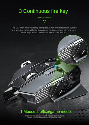 Planet Gates New Mechanical Wired Gaming Mouse 9 Key Macro Definition 12800 DPI Color Backlit Game Player Computer Peripheral for Windows PC