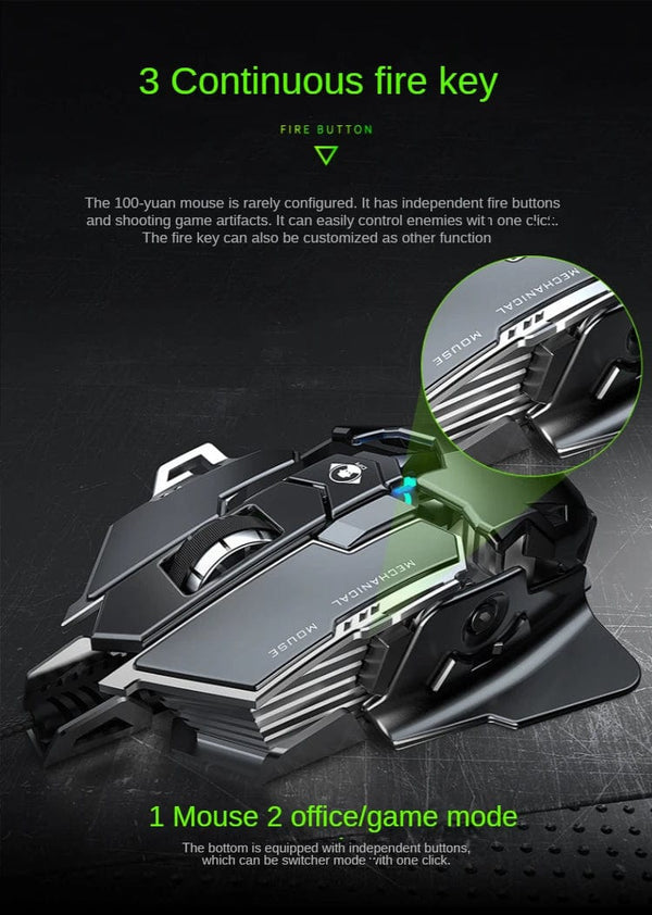 Planet Gates New Mechanical Wired Gaming Mouse 9 Key Macro Definition 12800 DPI Color Backlit Game Player Computer Peripheral for Windows PC