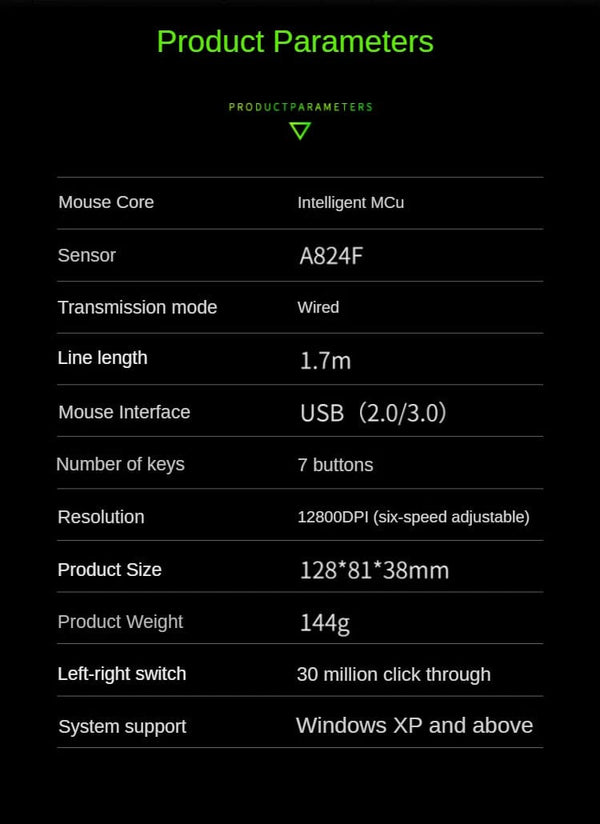 Planet Gates New Mechanical Wired Gaming Mouse 9 Key Macro Definition 12800 DPI Color Backlit Game Player Computer Peripheral for Windows PC