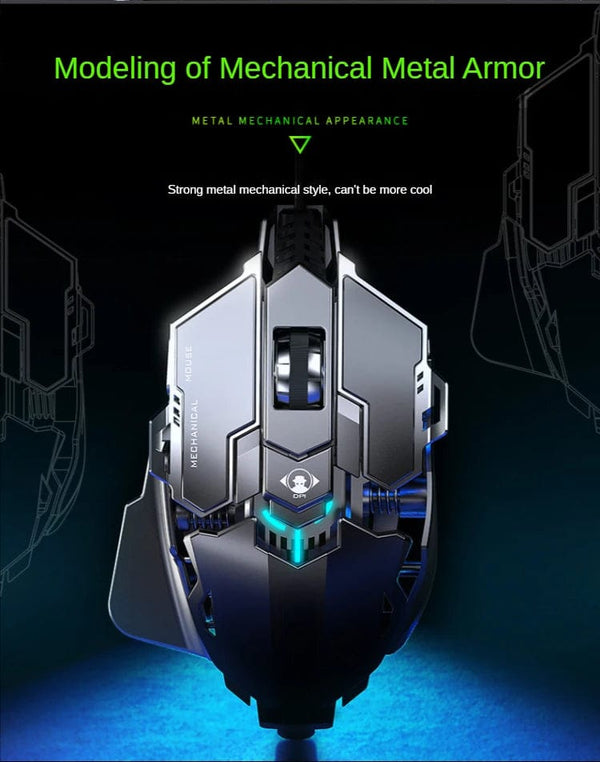 Planet Gates New Mechanical Wired Gaming Mouse 9 Key Macro Definition 12800 DPI Color Backlit Game Player Computer Peripheral for Windows PC