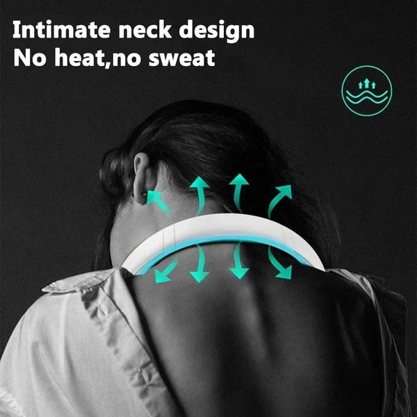 Planet Gates New Mini Neck Fan Portable Bladeless Hanging Neck 1200mAh Rechargeable Air Cooler 3 Speed Mini Summer Sports Fans