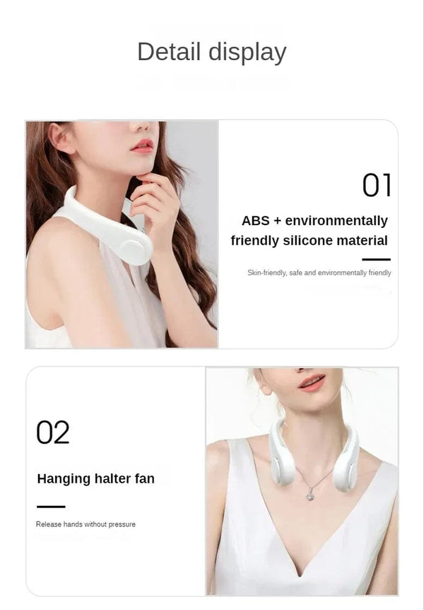 Planet Gates New Mini Neck Fan Portable Bladeless Hanging Neck 1200mAh Rechargeable Air Cooler 3 Speed Mini Summer Sports Fans