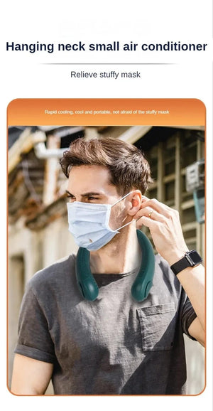 Planet Gates New Mini Neck Fan Portable Bladeless Hanging Neck 1200mAh Rechargeable Air Cooler 3 Speed Mini Summer Sports Fans