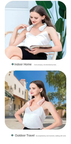 Planet Gates New Mini Neck Fan Portable Bladeless Hanging Neck 1200mAh Rechargeable Air Cooler 3 Speed Mini Summer Sports Fans