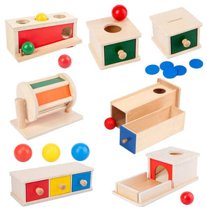 Planet Gates New Montessori Macaroon Color Spinning Drum Match Coin Box Permanent Box Round Rectangular Box Kids Sensory Toys for Baby Gifts