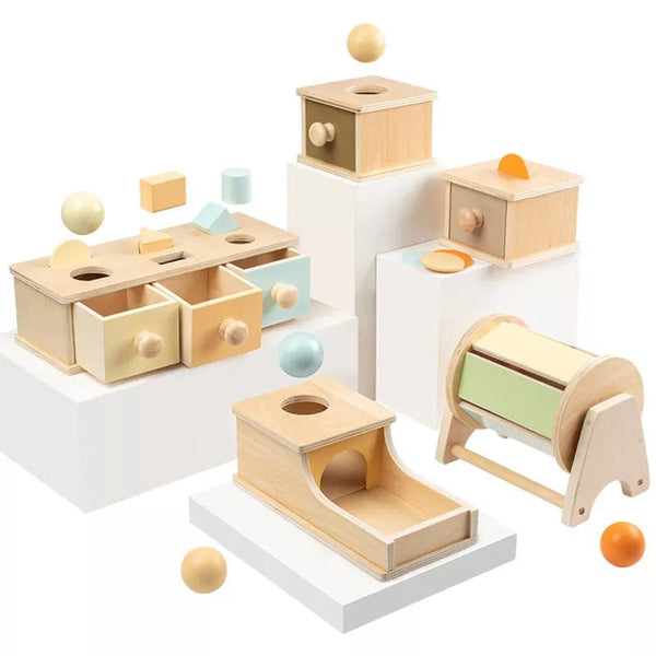 Planet Gates New Montessori Macaroon Color Spinning Drum Match Coin Box Permanent Box Round Rectangular Box Kids Sensory Toys for Baby Gifts
