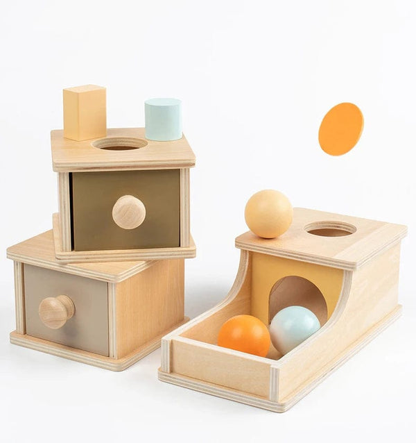 Planet Gates New Montessori Macaroon Color Spinning Drum Match Coin Box Permanent Box Round Rectangular Box Kids Sensory Toys for Baby Gifts