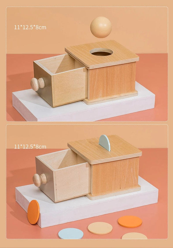 Planet Gates New Montessori Macaroon Color Spinning Drum Match Coin Box Permanent Box Round Rectangular Box Kids Sensory Toys for Baby Gifts