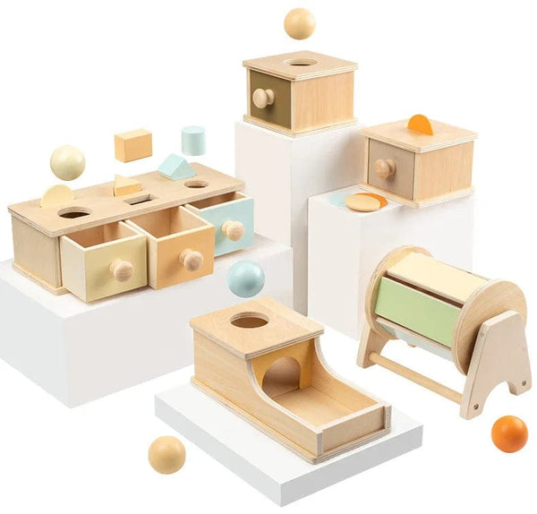 Planet Gates New Montessori Macaroon Color Spinning Drum Match Coin Box Permanent Box Round Rectangular Box Kids Sensory Toys for Baby Gifts