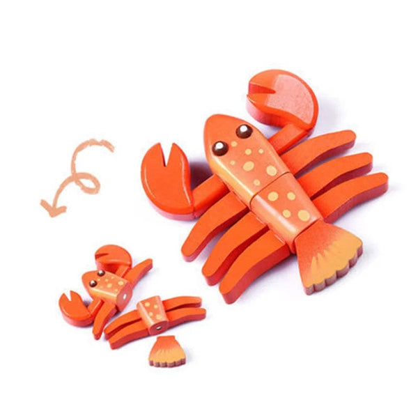 Planet Gates New Montessori Simulation Animal Magnetic Play House Fish Shrimp Crab Shell Seasoning Sashimi Baking Toy Wooden Educational Toys