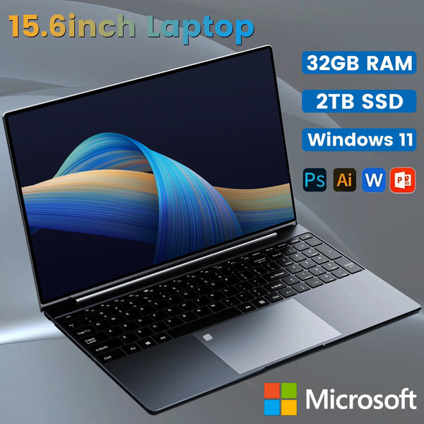 Planet Gates New N5095 Laptop 32GB RAM 2048GB SSD Intel Windows 11 Pro Office pc gaming portabl Notebook Computer Fingerprint Unlock Keyboard