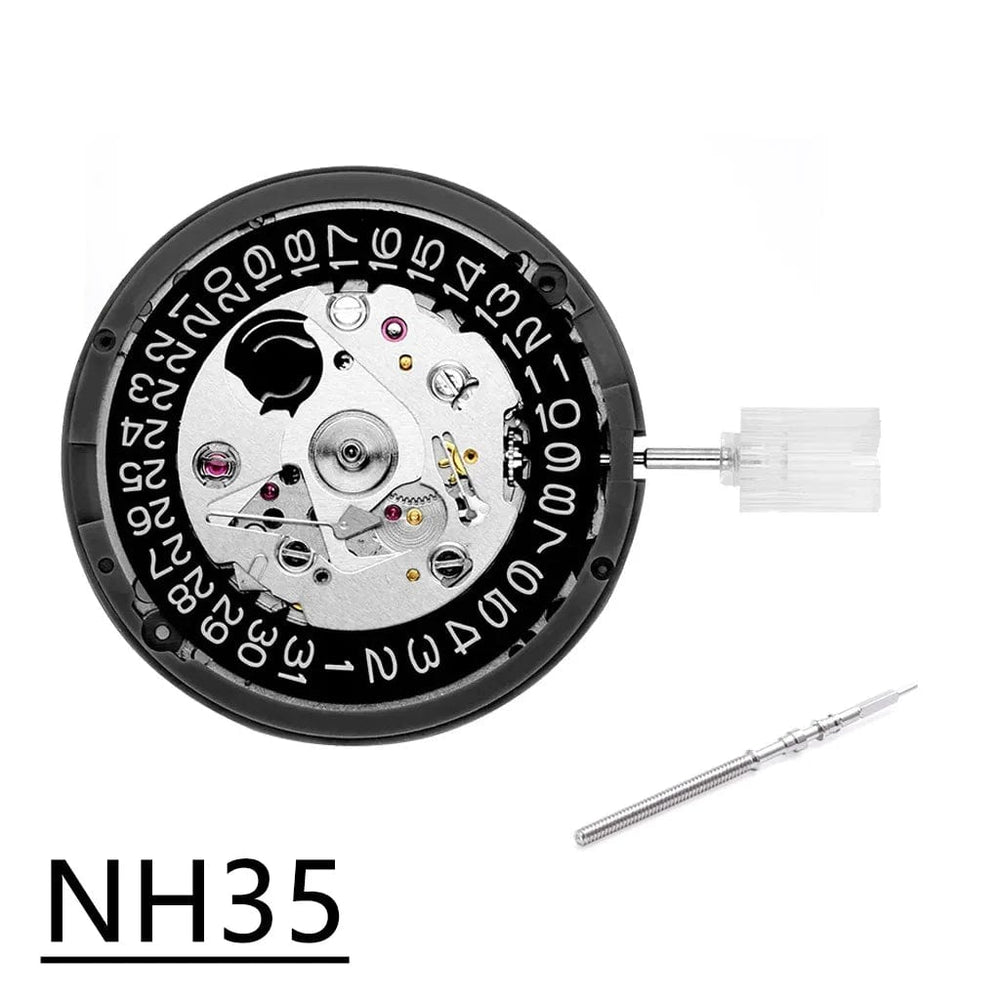 Planet Gates New NH35 24 Jewelry High Accuracy Mechanical Automatic Movement Black Day Date 3 o'clock Crown 3.8'clock Crown